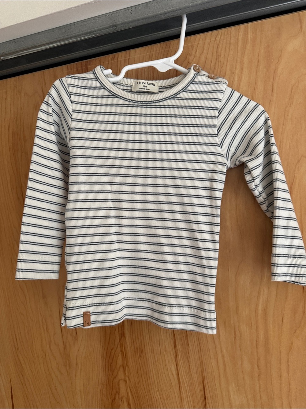 Striped Long-Sleeve Ribbed Tee - White & Navy